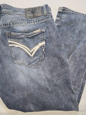 Salvage Supply Co Jeans Mens 38x29 Blue Straight Relaxed Fit Buckle Denim